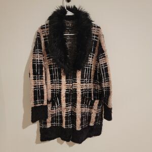 Y2K Black Rivet Womens Jacket Size Large L‎ Penny Lane Plaid Pink Black Eyelash